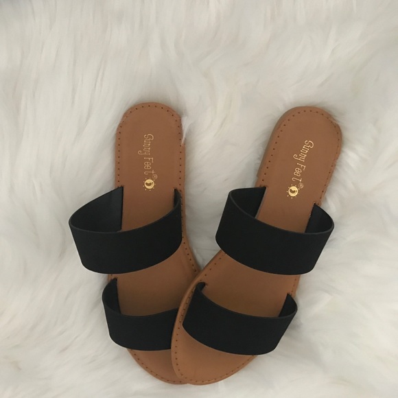 1 left!! Black Vegan Suede Slide Sandal - Picture 5 of 7